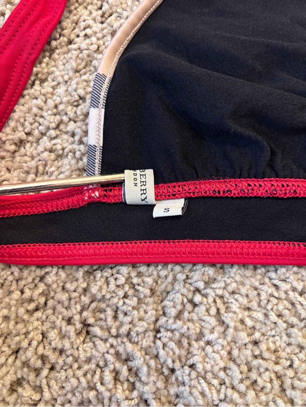 Burberry Iconic Red & Plaid Triangle Bikini Top | Size Small - Picture 7 of 12